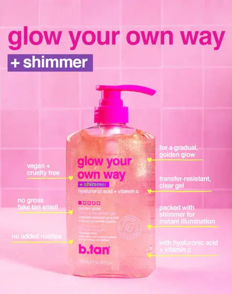 B.tan Glow Your Own Way Shimmer Gradual Self Tan Gel
