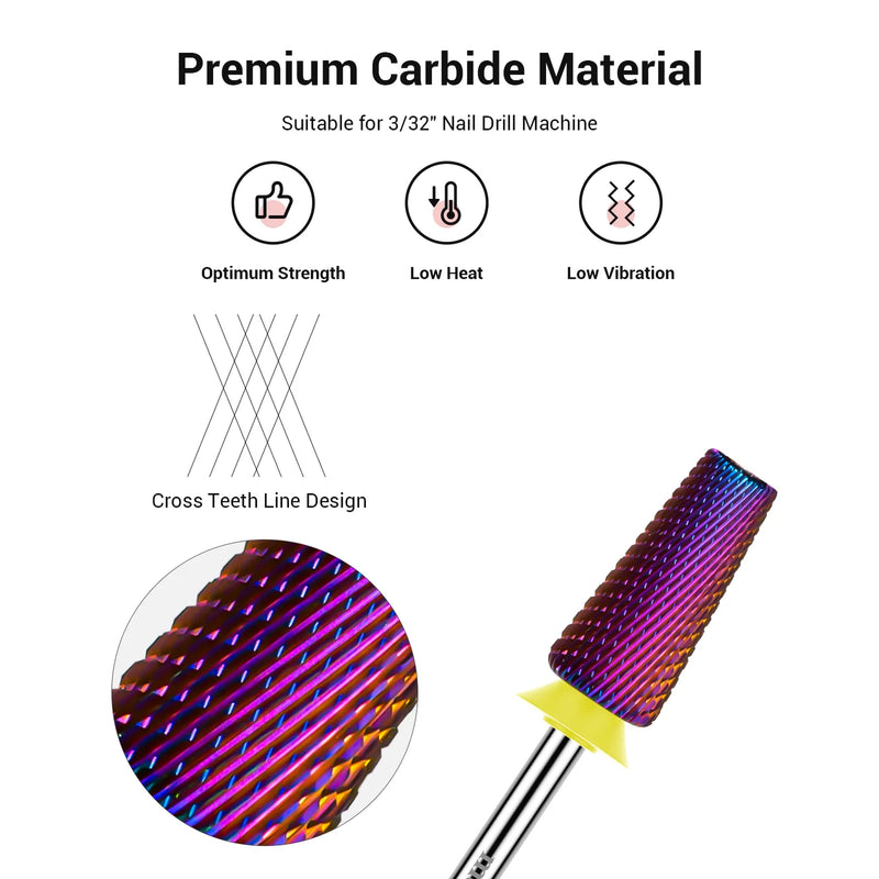 MelodySusie 5-in-1 Cross Cut Tungsten Carbide Nail Drill Bits Medium