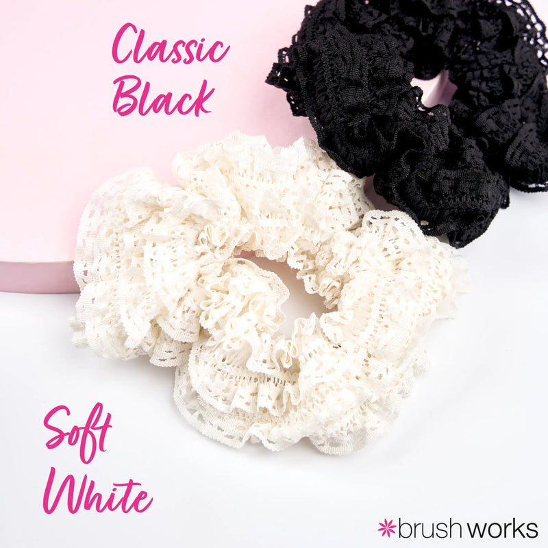 Brushworks Lace Scrunchies Black & White