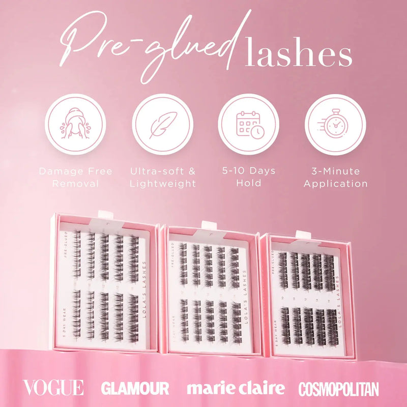 Lola's Lashes Soft Definition Single Length Pre-glued Lashes 12 mm Medium