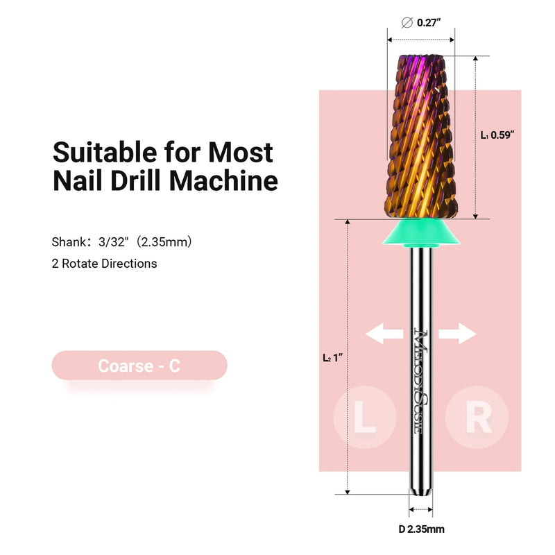MelodySusie 5-in-1 Cross Cut Tungsten Carbide Nail Drill Bits Fine