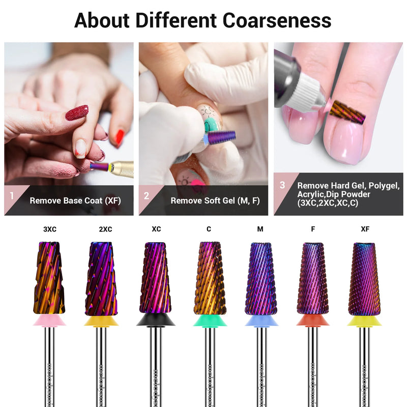 MelodySusie 5-in-1 Cross Cut Tungsten Carbide Nail Drill Bits Medium